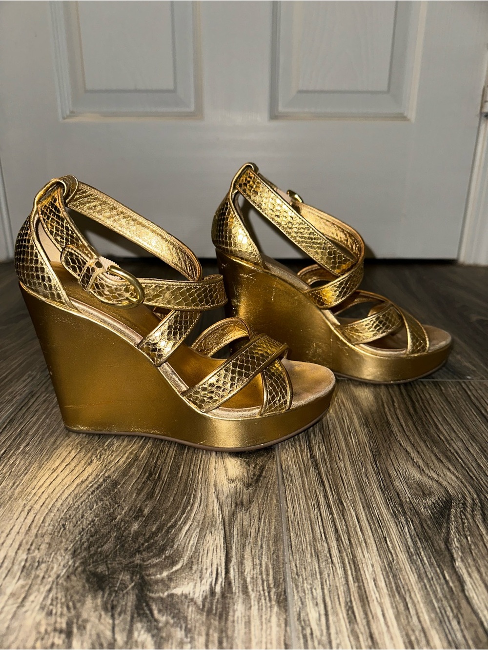 Coach Metallic Gold Wedge Sandals - Picture 5 of 6